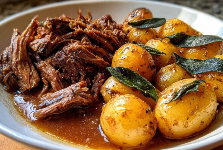 Cider Braised Pot Roast with Sage Butter Potatoes