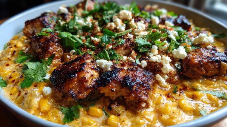 Skillet Creamed Street Corn Chicken