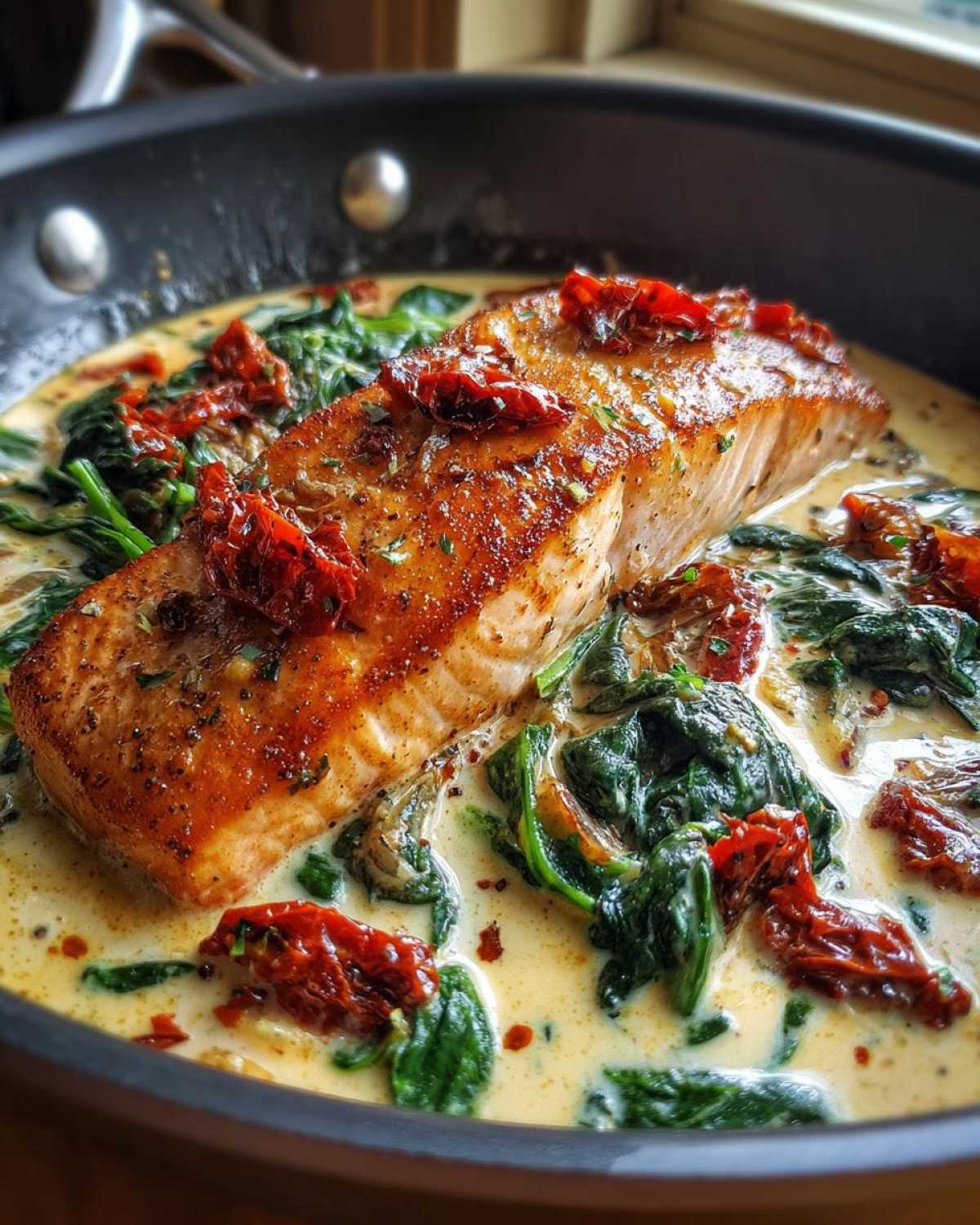 Creamy Tuscan Salmon Skillet - detail 2