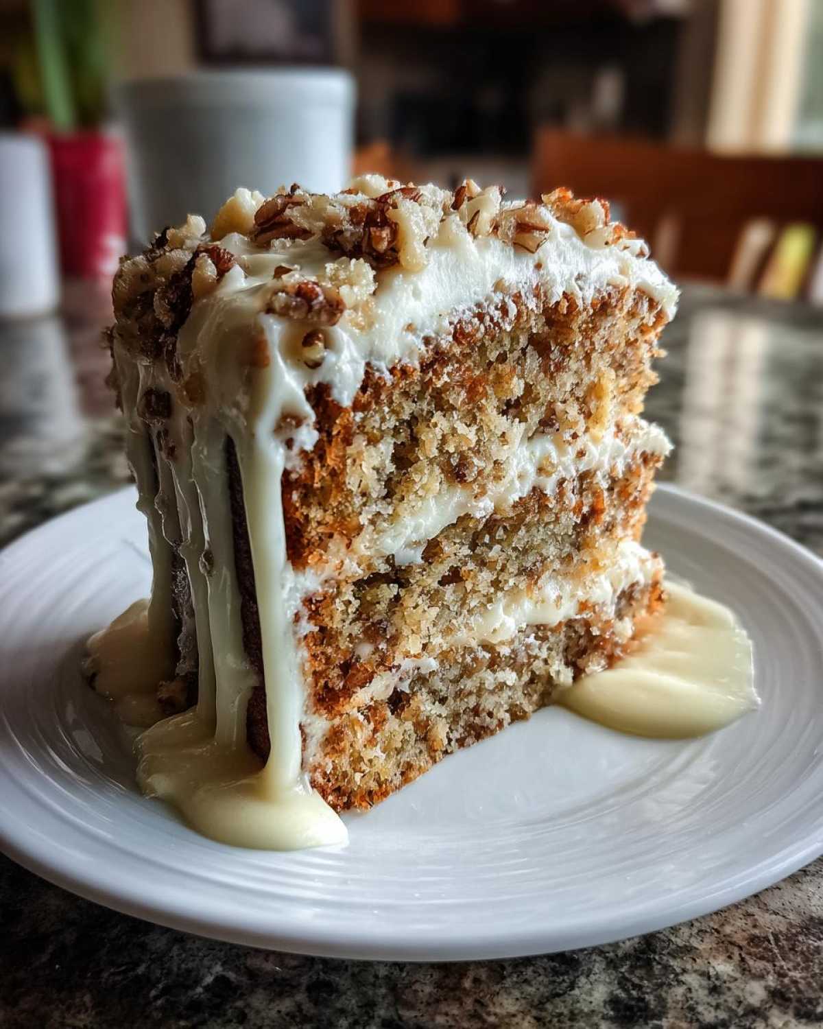 Hummingbird Cake with Cream Cheese Drip - detail 3