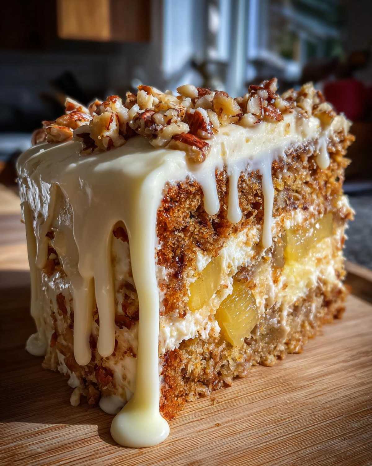 Hummingbird Cake with Cream Cheese Drip - detail 4