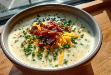 Loaded Baked Potato Soup Lightened-Up