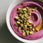 Beet Hummus with Yogurt and Pistachio