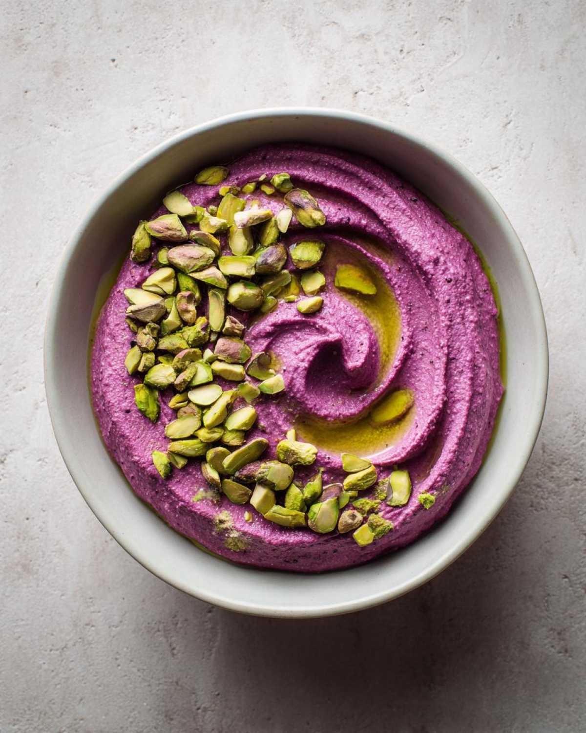 Beet Hummus with Yogurt and Pistachio - detail 3