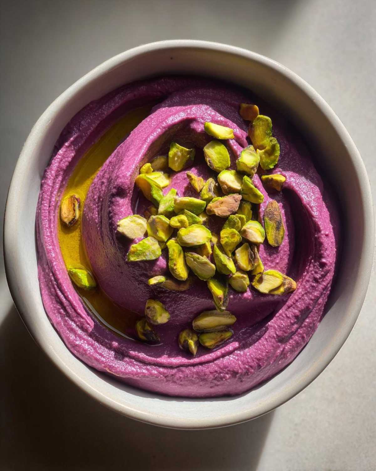 Beet Hummus with Yogurt and Pistachio - detail 4