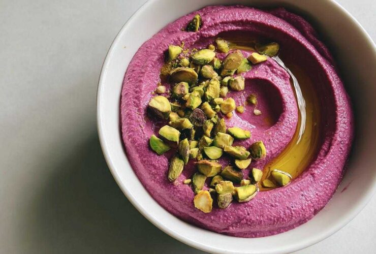 Beet Hummus with Yogurt and Pistachio