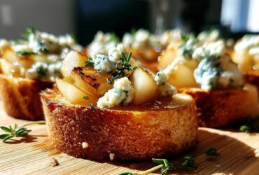 Blue Cheese Pear Crostini
