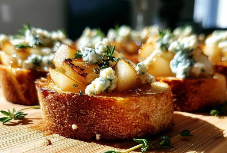 Blue Cheese Pear Crostini
