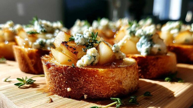 Blue Cheese Pear Crostini