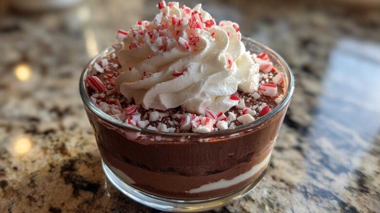 Candy Cane Chocolate Mousse Parfait