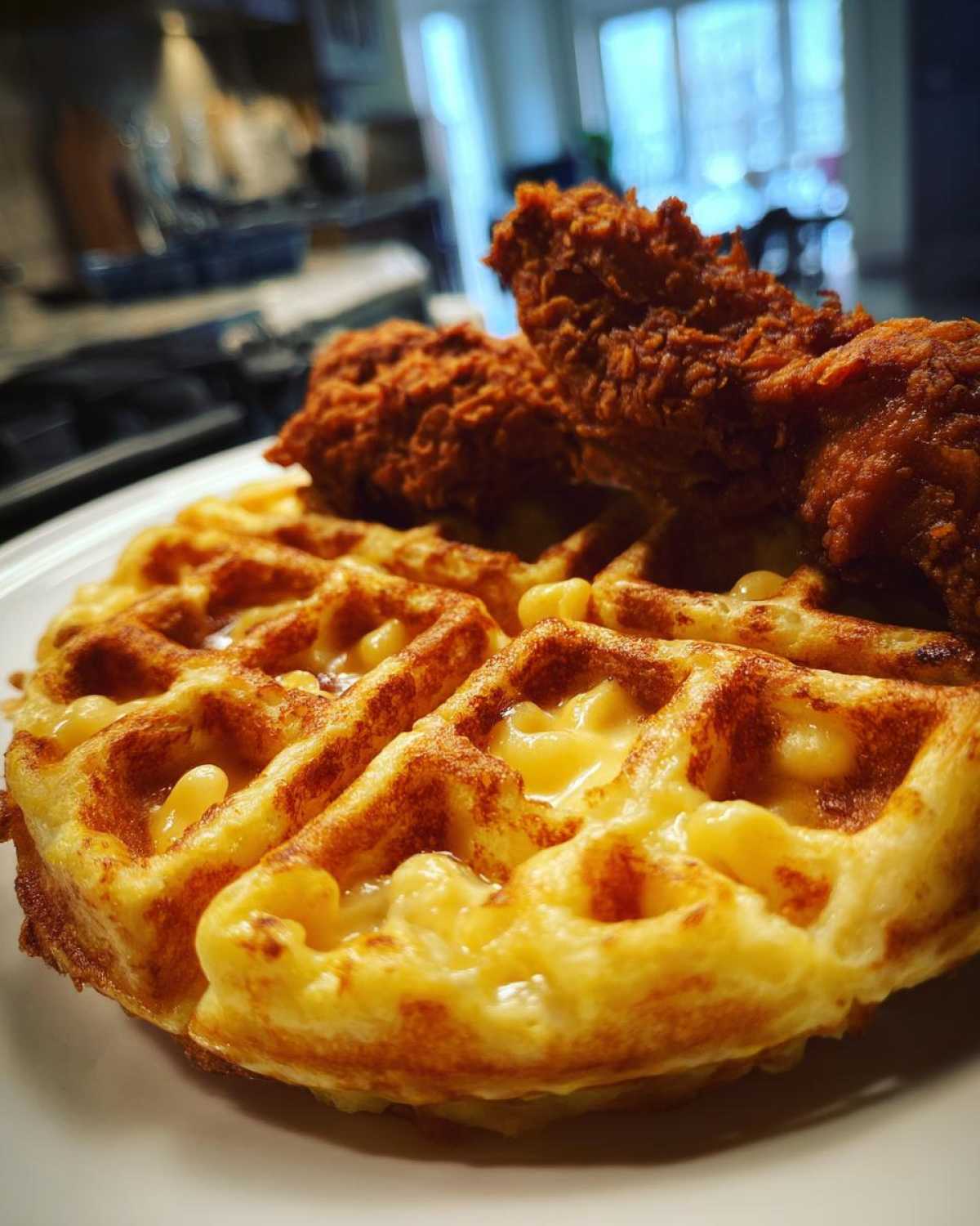 Cheesy Grits Waffle with Fried Chicken - detail 1
