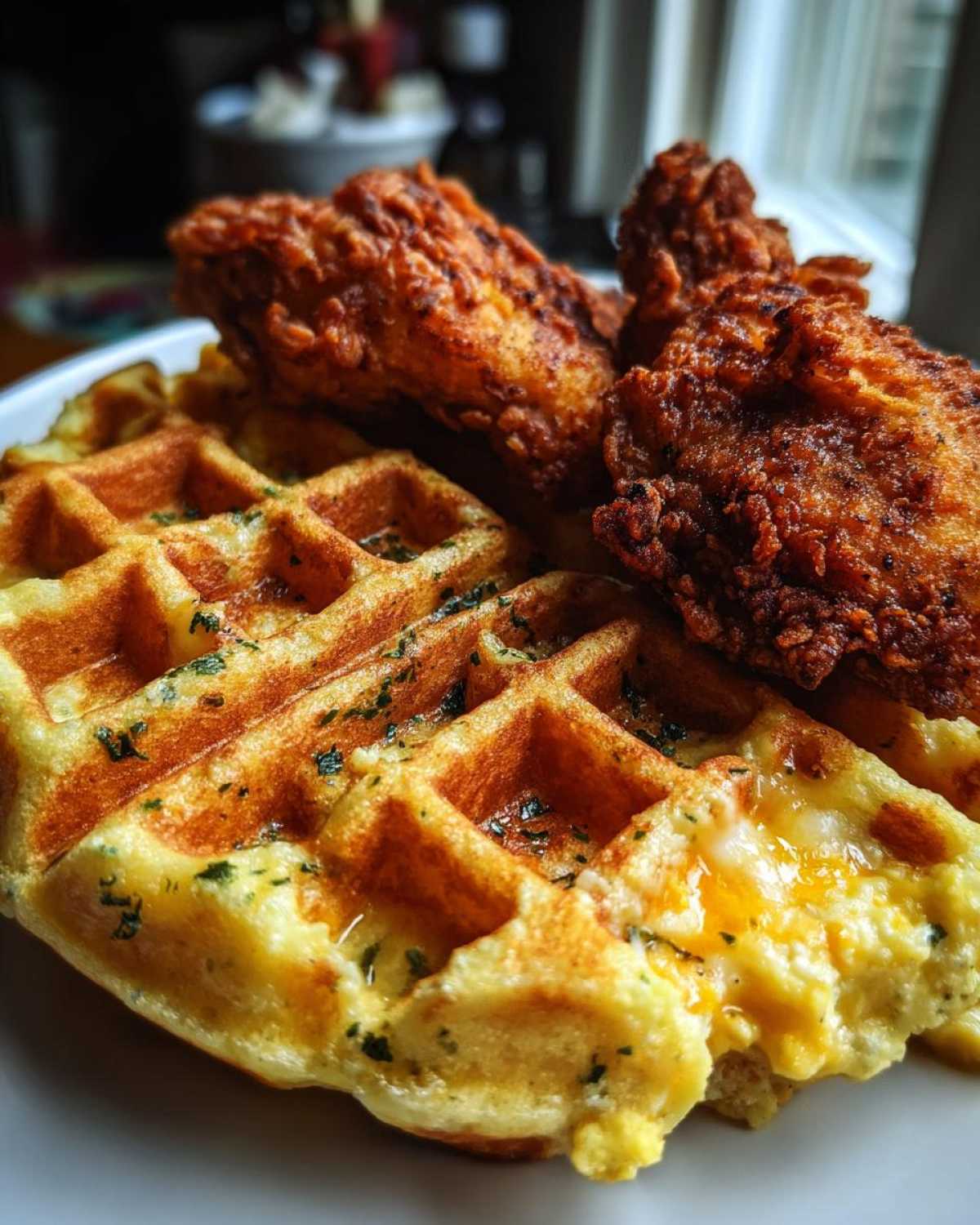 Cheesy Grits Waffle with Fried Chicken - detail 4