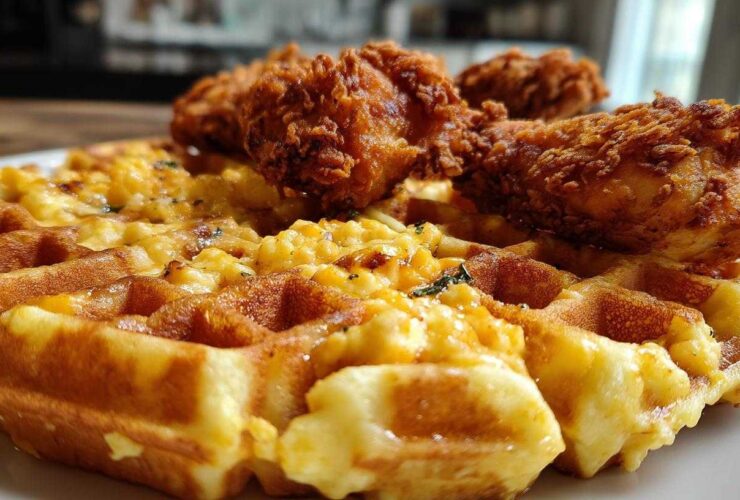 Cheesy Grits Waffle with Fried Chicken