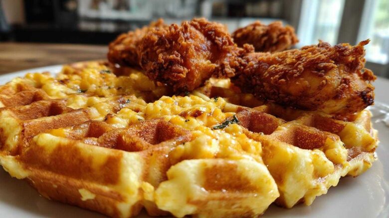 Cheesy Grits Waffle with Fried Chicken