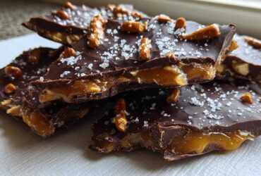 Chocolate Salted Caramel Pretzel Bark