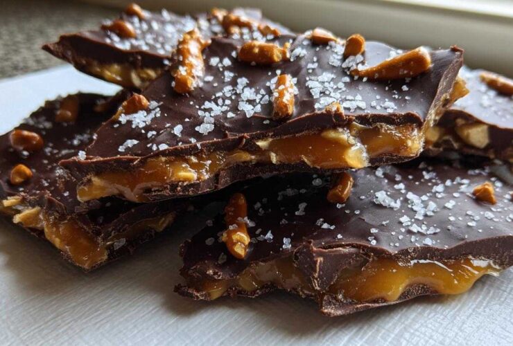 Chocolate Salted Caramel Pretzel Bark