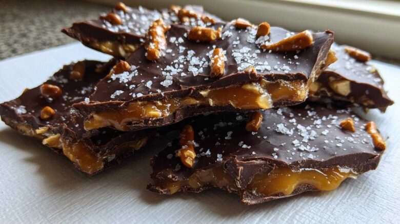 Chocolate Salted Caramel Pretzel Bark
