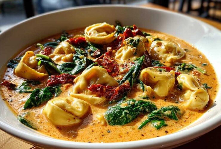 Creamy Tuscan Tomato Tortellini Soup