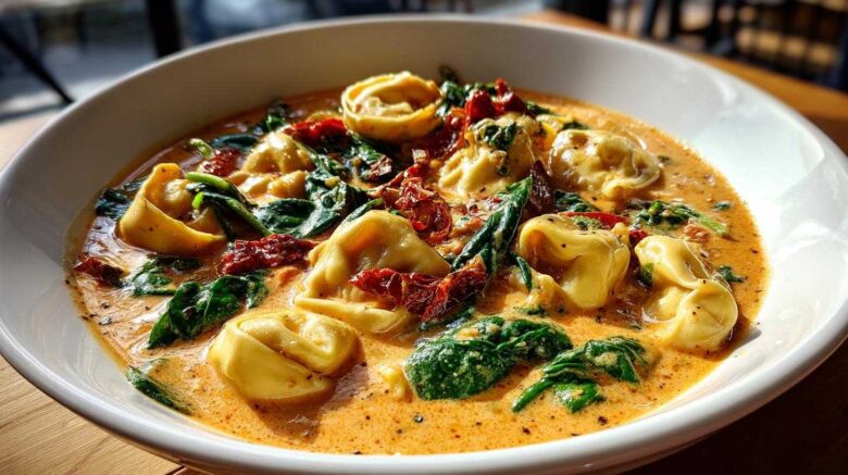 Creamy Tuscan Tomato Tortellini Soup