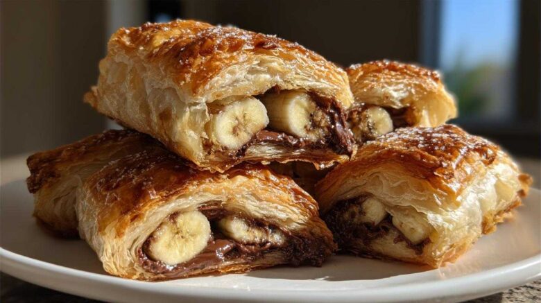 Nutella Banana Puff Pastry Rolls