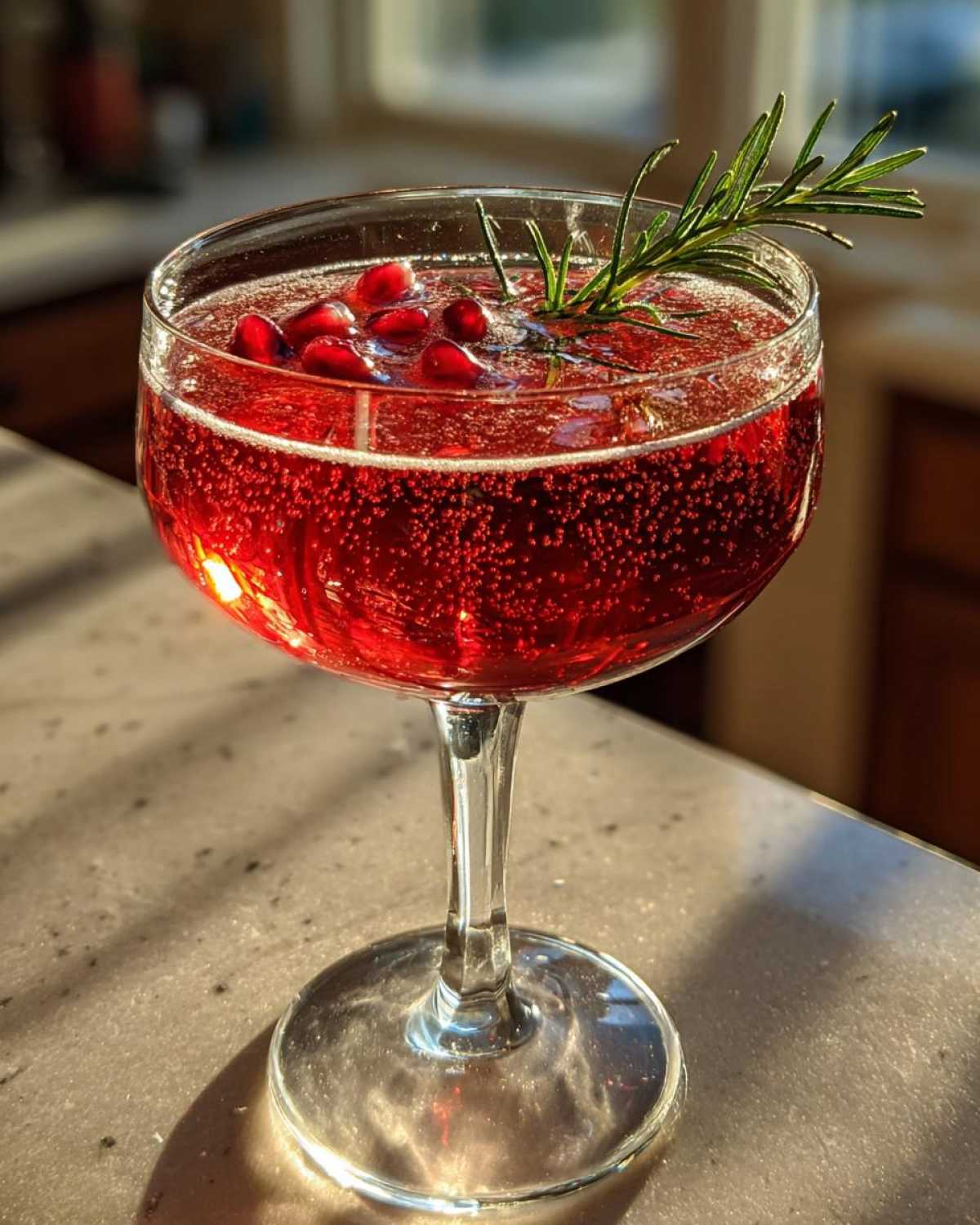 Pomegranate Rosemary Champagne Cocktail - detail 3