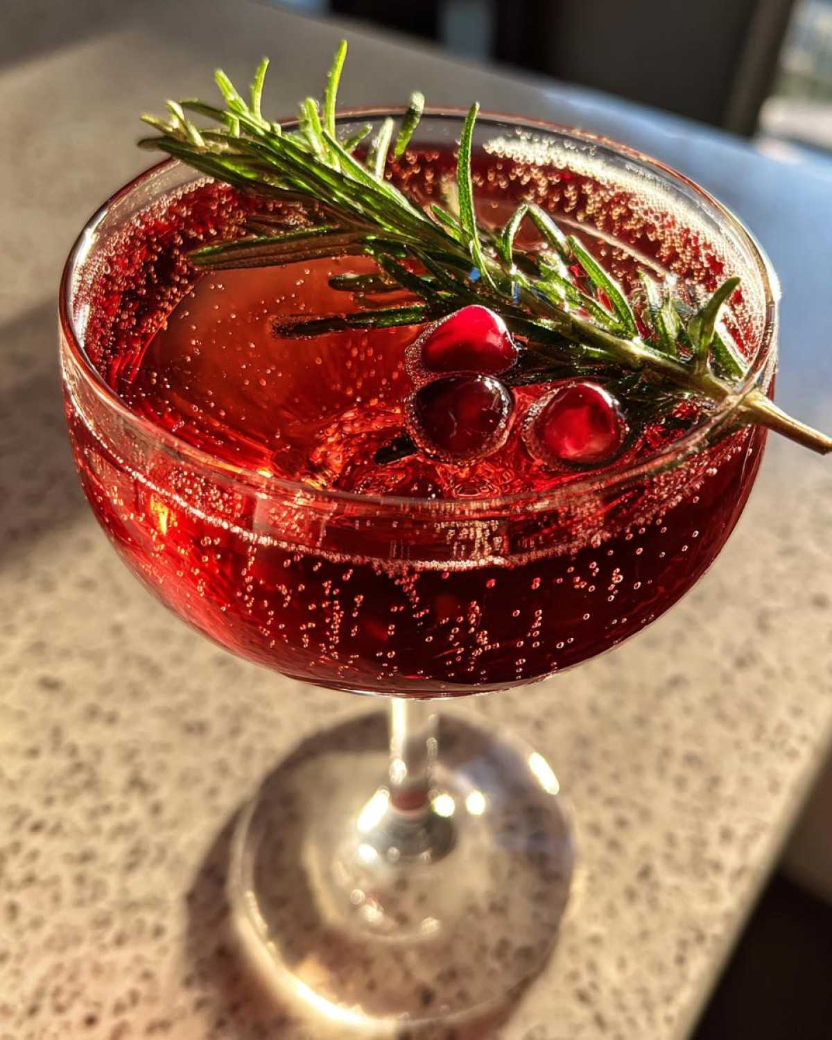 Pomegranate Rosemary Champagne Cocktail - detail 4