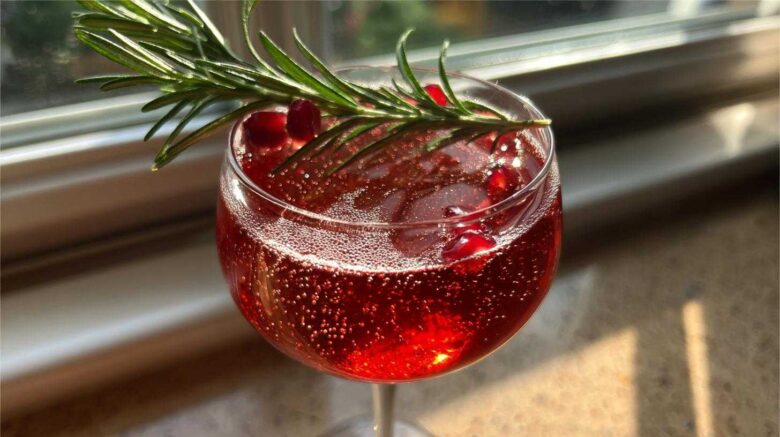 Pomegranate Rosemary Champagne Cocktail