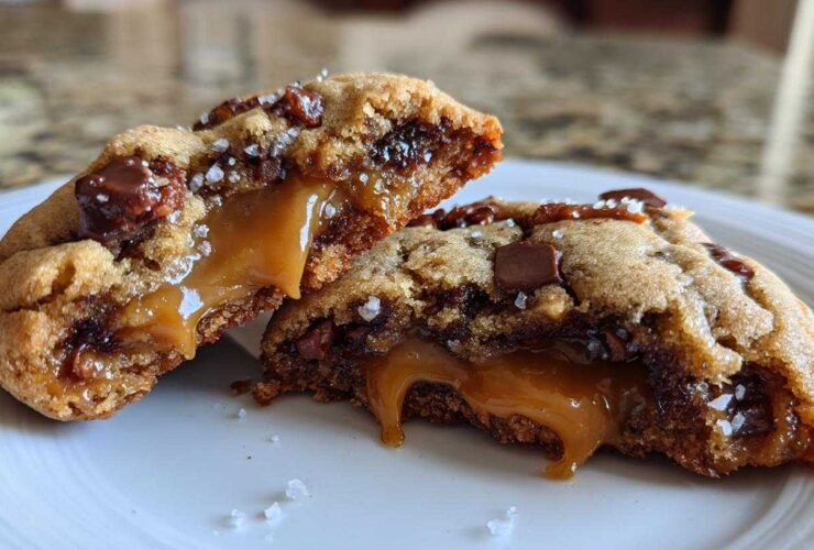 Salted Pretzel Caramel Stuffed Cookies