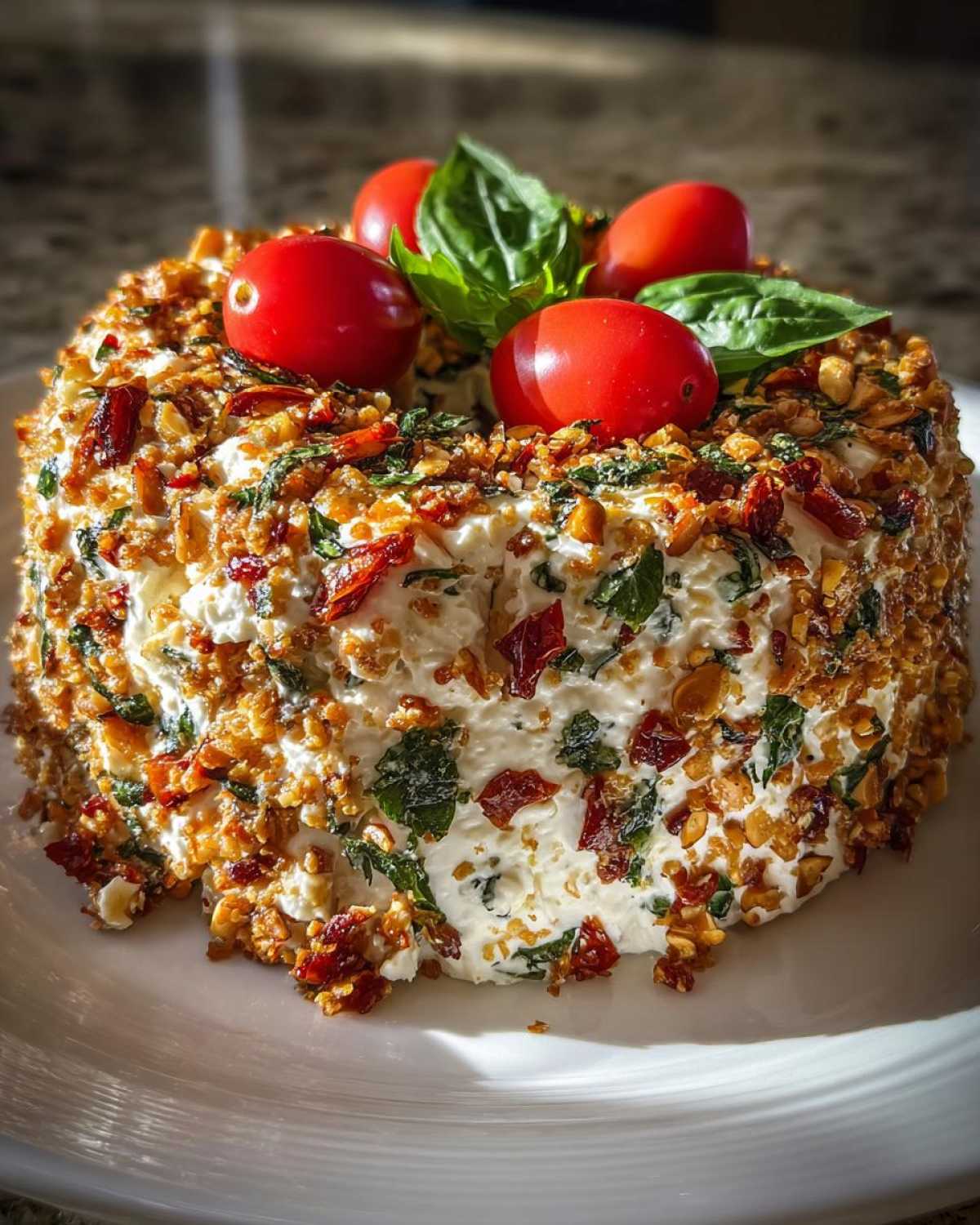 Tomato Basil Cheese Ball Wreath - detail 1