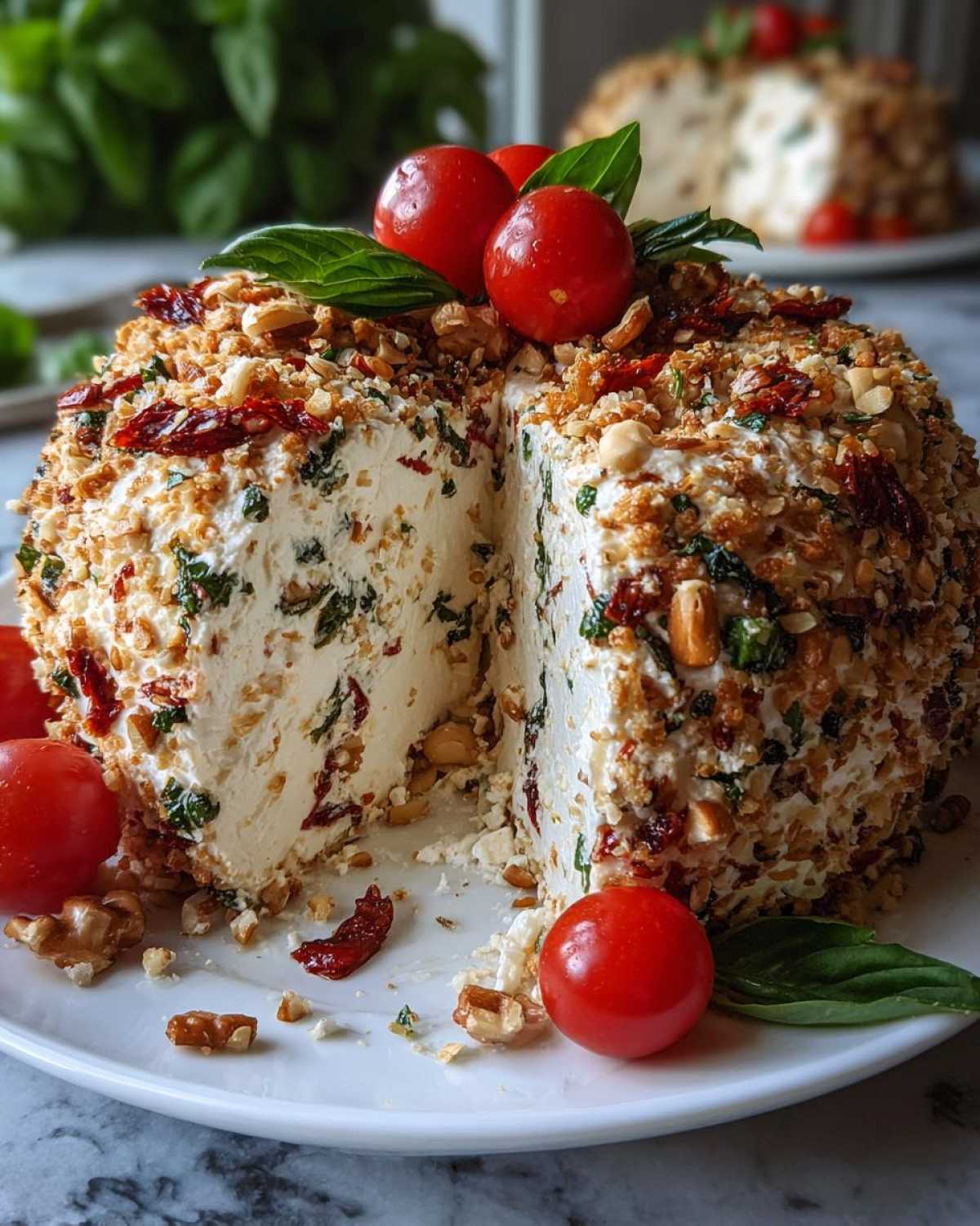 Tomato Basil Cheese Ball Wreath - detail 2