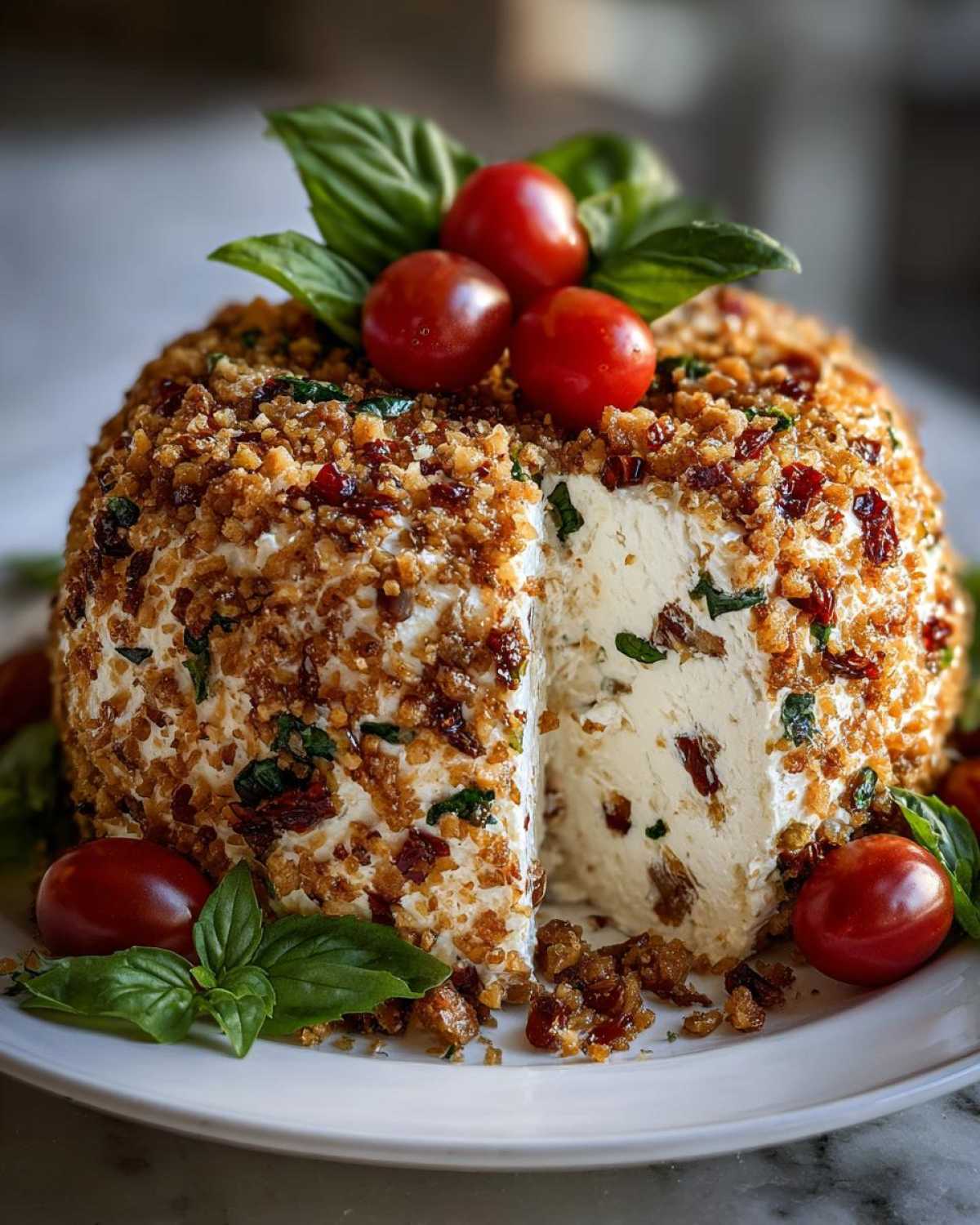 Tomato Basil Cheese Ball Wreath - detail 3