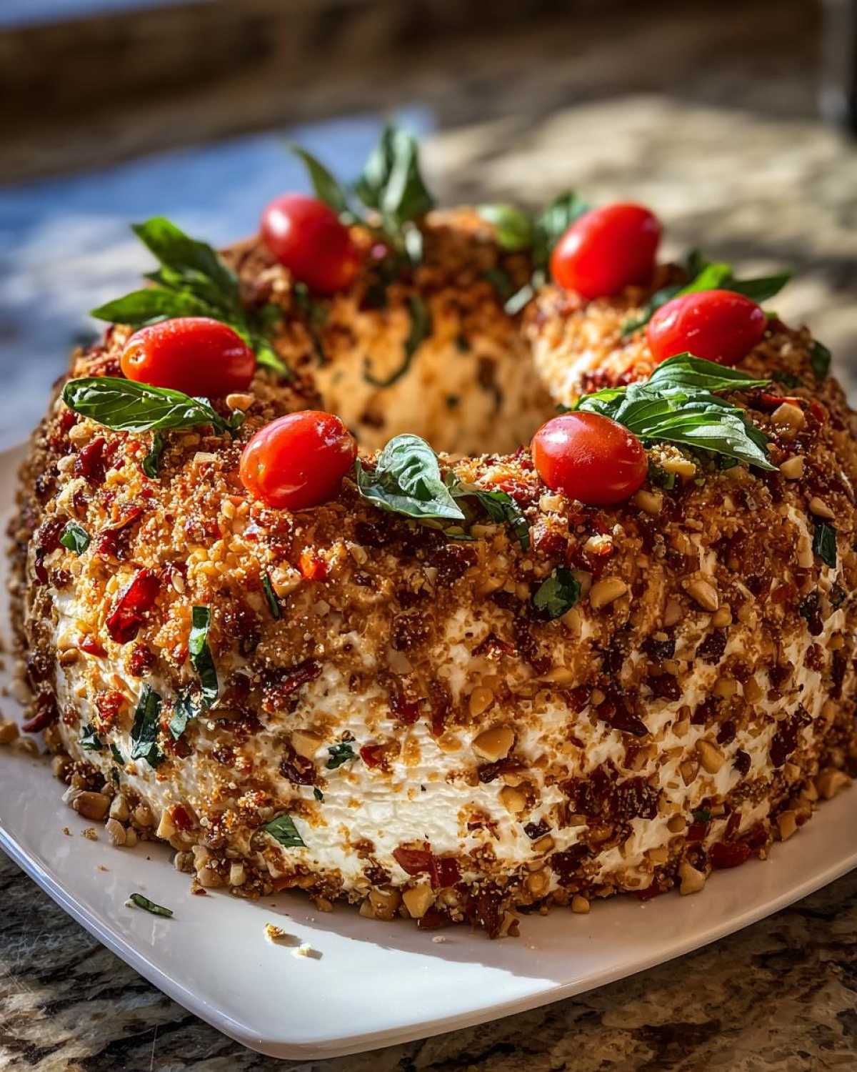 Tomato Basil Cheese Ball Wreath - detail 4