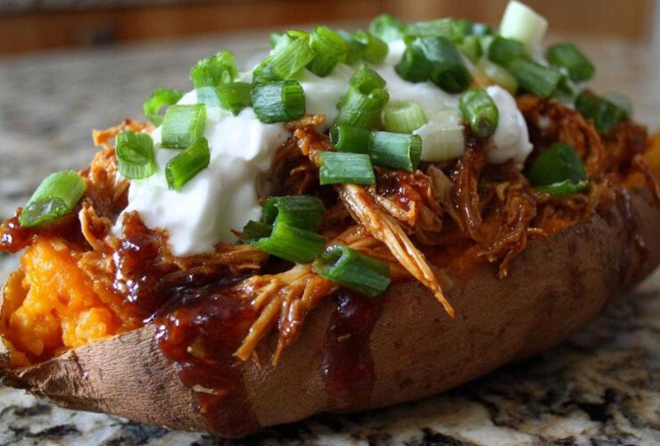BBQ Pulled Chicken Stuffed Sweet Potatoes
