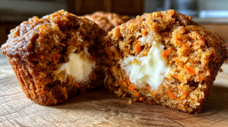 Carrot Cake Muffins with Cream Cheese Filling