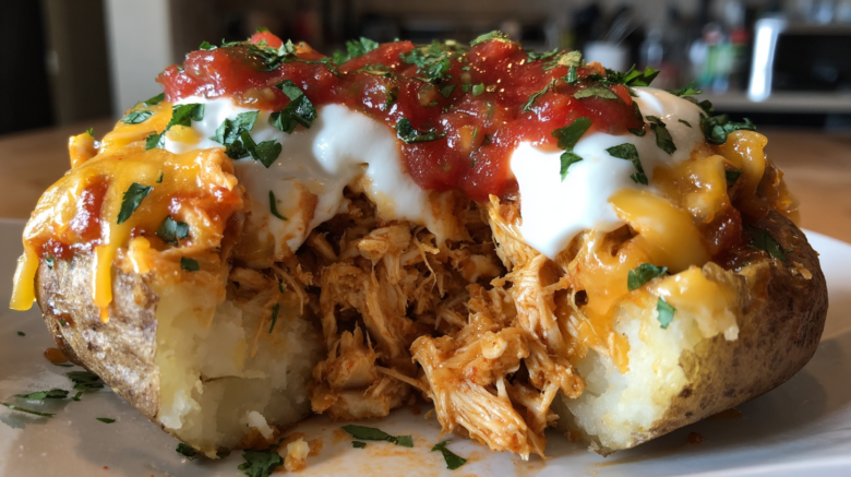 Chicken Taco Stuffed Potatoes