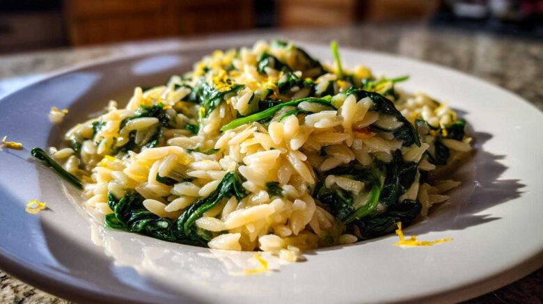 Creamy Lemon Spinach Orzo