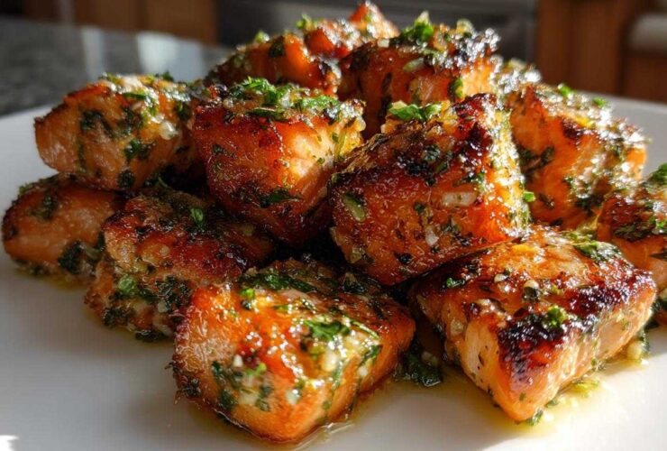 Crispy Garlic Butter Salmon Bites