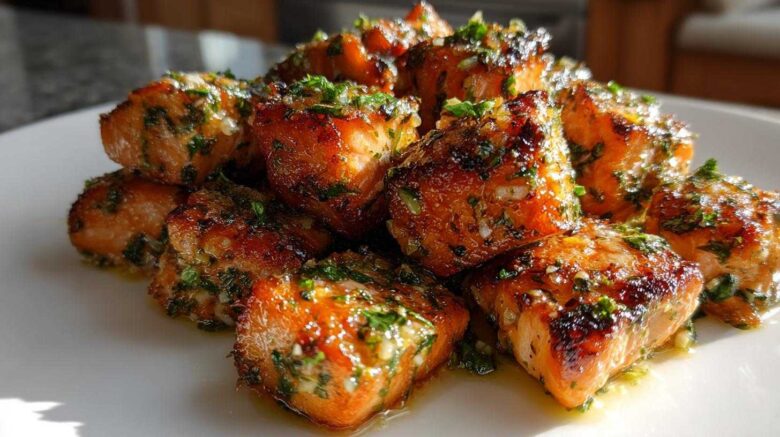 Crispy Garlic Butter Salmon Bites