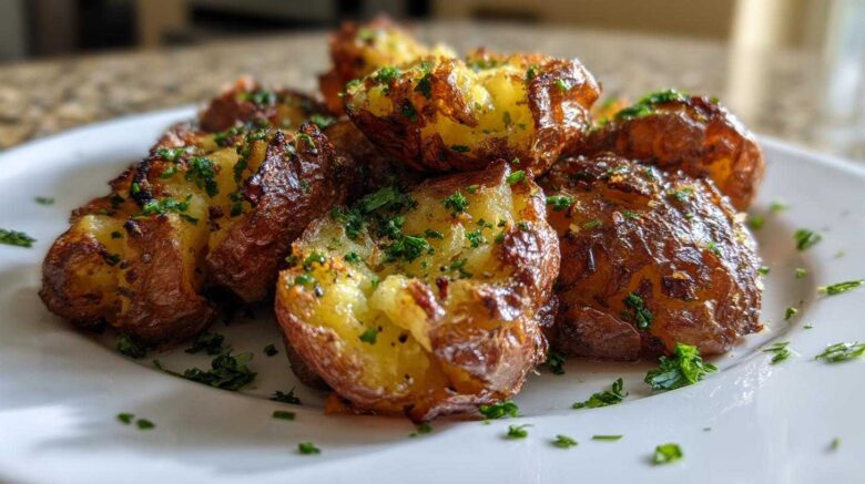 Crispy Garlic Smashed Potatoes