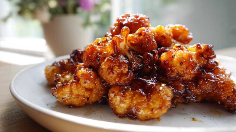 Crispy Honey Garlic Cauliflower Bites