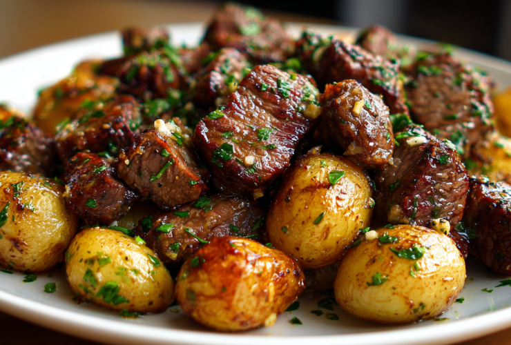 Garlic Butter Steak Bites with Potatoes