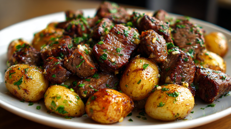 Garlic Butter Steak Bites with Potatoes