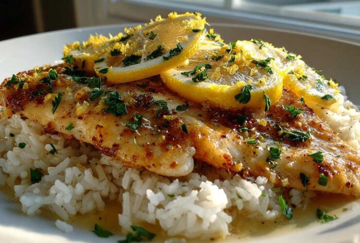 Lemon Butter Tilapia with Rice