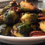 Maple Roasted Brussels Sprouts with Pecans