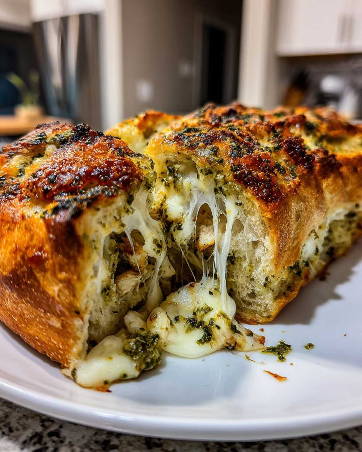 Pesto Chicken Stuffed Garlic Bread - detail 1