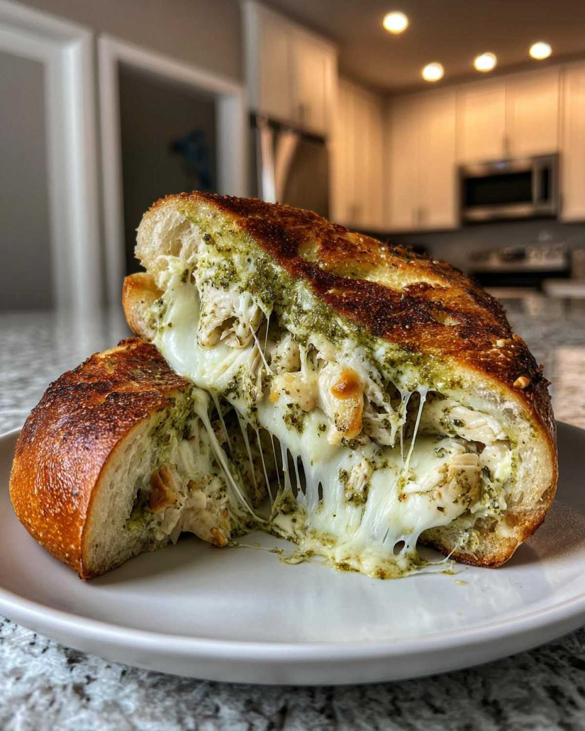 Pesto Chicken Stuffed Garlic Bread - detail 2
