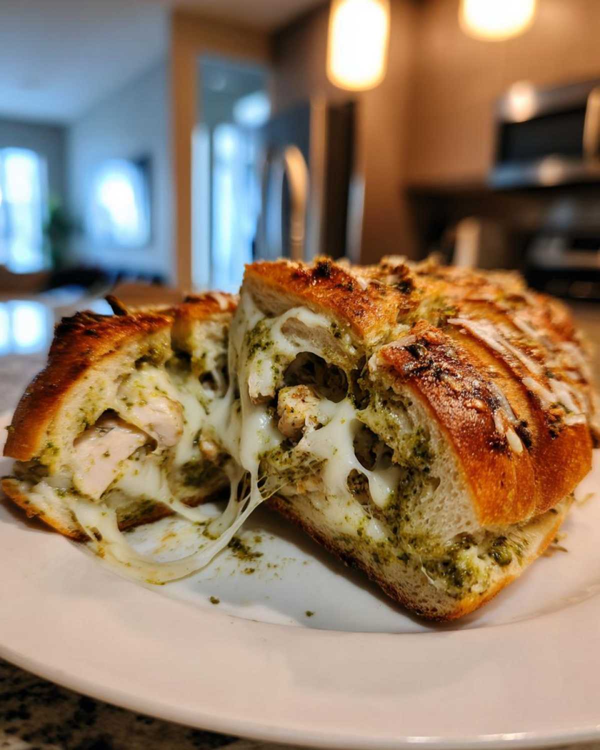 Pesto Chicken Stuffed Garlic Bread - detail 4