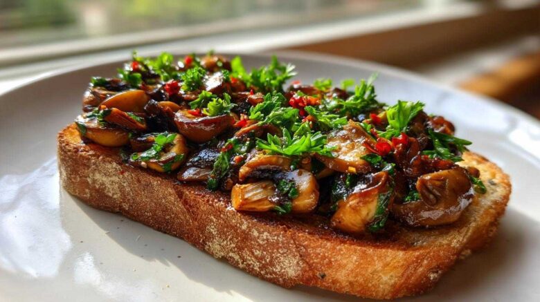 Spicy Garlic Mushroom Toast