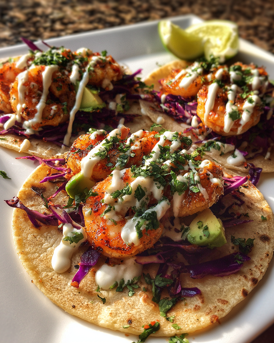 Spicy Shrimp Tacos with Lime Crema - detail 3