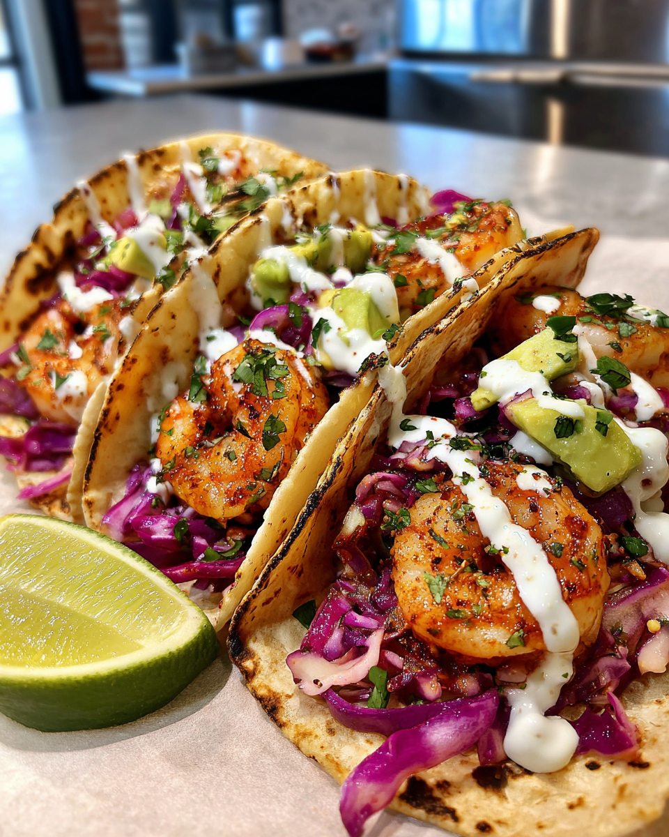 Spicy Shrimp Tacos with Lime Crema - detail 1